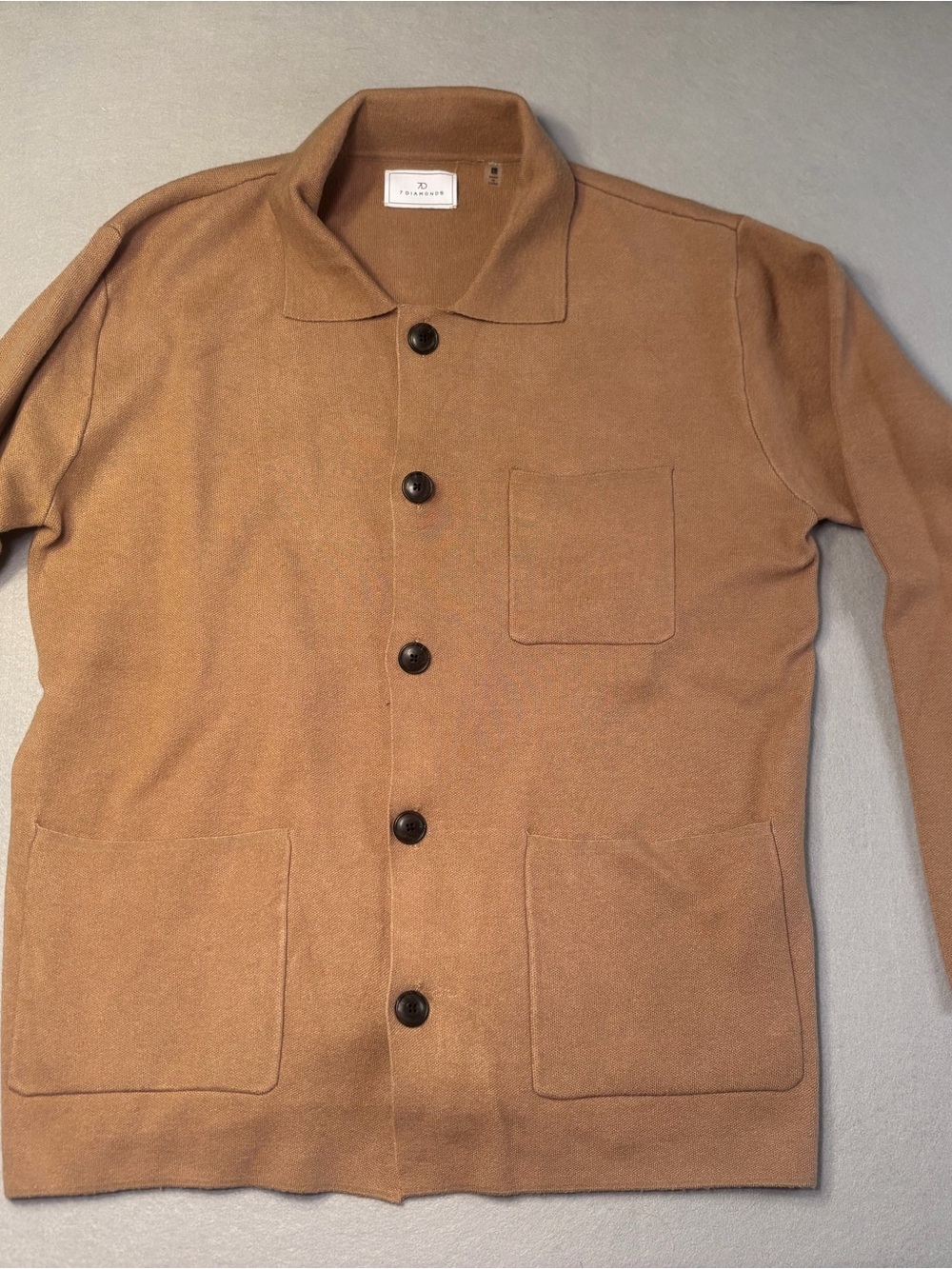 7 Diamonds Men’s Camel Button-Front Knit Shirt Jacket